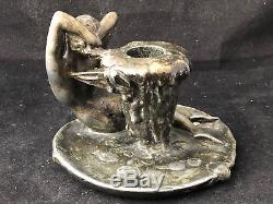 JOUANT Jules 1860 1921 La Captive Femme Libellule Nue Bougeoir Art Nouveau