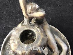 JOUANT Jules 1860 1921 La Captive Femme Libellule Nue Bougeoir Art Nouveau