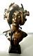 Julien-caussÉ, Buste De Femme Lys, Sculpture En Bronze, Époque Art Nouveau Signé