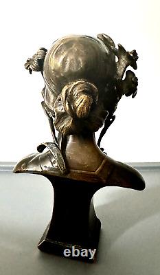 JULIEN-CAUSSÉ, Buste de Femme LYS, Sculpture en Bronze, ÉPOQUE Art Nouveau Signé