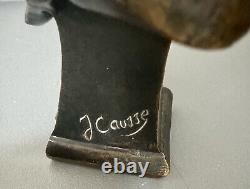 JULIEN-CAUSSÉ, Buste de Femme LYS, Sculpture en Bronze, ÉPOQUE Art Nouveau Signé