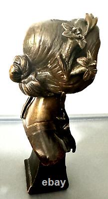 JULIEN-CAUSSÉ, Buste de Femme LYS, Sculpture en Bronze, ÉPOQUE Art Nouveau Signé