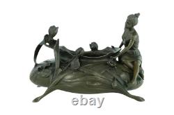 Jardinière en bronze femme de style Art nouveau d'après Henry