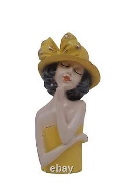 Jaune Chapeau Femme Modèle Statue pour Décor Maison Extérieur Entrée Salon Pièce