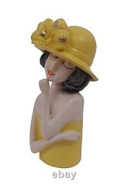 Jaune Chapeau Femme Modèle Statue pour Décor Maison Extérieur Entrée Salon Pièce