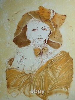 Jean HEINE Jeune femme au chapeau LITHOGRAPHIE originale signée #600ex