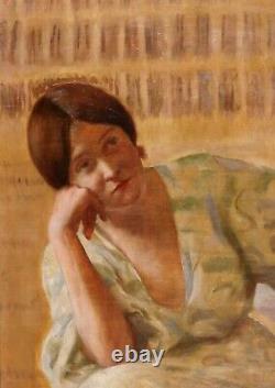 Jean-Jacques Drogue tableau femme portrait Art Nouveau Lyon impressionnisme
