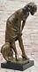Jean La Style Art Nouveau Bronze Femme Sculpture Élégant Femelle Figure Moderne
