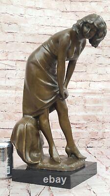 Jean La Style Art Nouveau Bronze Femme Sculpture Élégant Femelle Figure Moderne