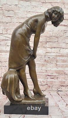 Jean La Style Art Nouveau Bronze Femme Sculpture Élégant Femelle Figure Moderne