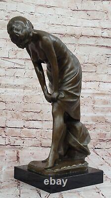 Jean La Style Art Nouveau Bronze Femme Sculpture Élégant Femelle Figure Moderne