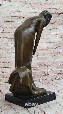 Jean La Style Art Nouveau Bronze Femme Sculpture Élégant Femelle Figure Moderne