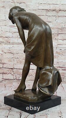 Jean La Style Art Nouveau Bronze Femme Sculpture Élégant Femelle Figure Moderne