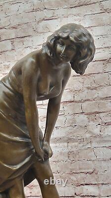 Jean La Style Art Nouveau Bronze Femme Sculpture Élégant Femelle Figure Moderne