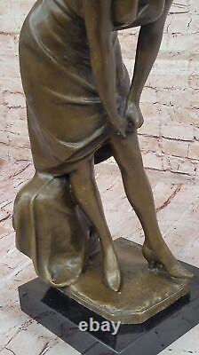 Jean La Style Art Nouveau Bronze Femme Sculpture Élégant Femelle Figure Moderne