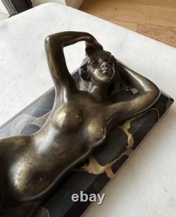 Jeune Femme, Bronze Signé Alexandre Auguste Caron. Art Nouveau
