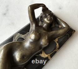 Jeune Femme, Bronze Signé Alexandre Auguste Caron. Art Nouveau
