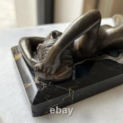 Jeune Femme, Bronze Signé Alexandre Auguste Caron. Art Nouveau