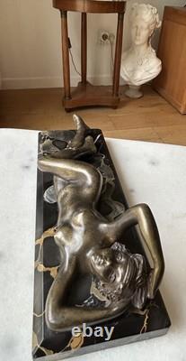 Jeune Femme, Bronze Signé Alexandre Auguste Caron. Art Nouveau