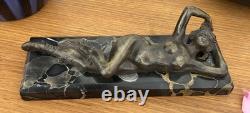 Jeune Femme, Bronze Signé Alexandre Auguste Caron. Art Nouveau