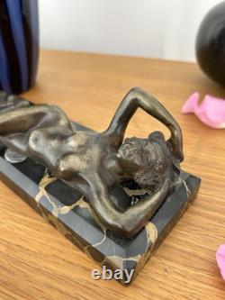 Jeune Femme, Bronze Signé Alexandre Auguste Caron. Art Nouveau