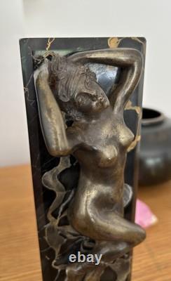 Jeune Femme, Bronze Signé Alexandre Auguste Caron. Art Nouveau