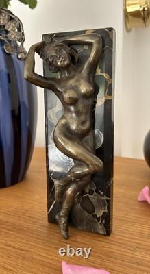 Jeune Femme, Bronze Signé Alexandre Auguste Caron. Art Nouveau