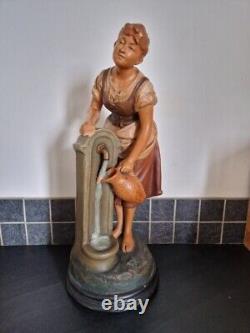 Joseph Le Guluche Sculpture en terre cuite Femme à la fontaine sujet Art Nouveau