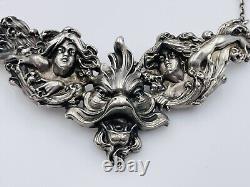 Kerr Ancien Art Nouveau Argent Sterling Femme Poisson & Gargoyle Rare Chaîne