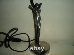 Lampe ART NOUVEAU femme argenté tulipe pate de verre