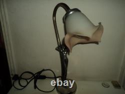 Lampe ART NOUVEAU femme argenté tulipe pate de verre