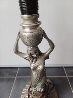 Lampe A Poser Art Nouveau Femme Étain Vintage