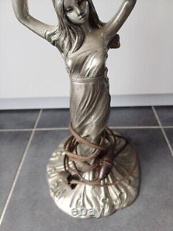 Lampe A Poser Art Nouveau Femme Étain Vintage