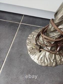 Lampe A Poser Art Nouveau Femme Étain Vintage