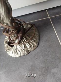 Lampe A Poser Art Nouveau Femme Étain Vintage