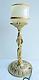Lampe Art Nouveau, Bronze Doré, Femme Tenant Sur Sa Tête Une Lampe