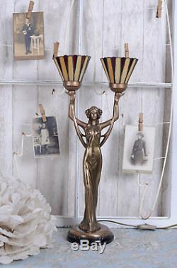 Lampe de table Art Nouveau Tiffany Style femme sculpture lampe de chevet neuf