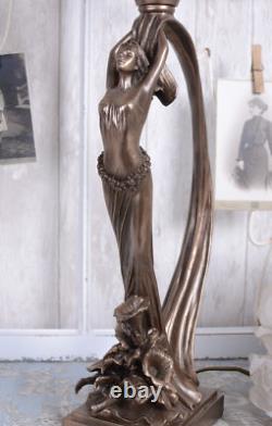 Lampe de table Art Nouveau lampe de bureau Secession style femme sculpture neuf