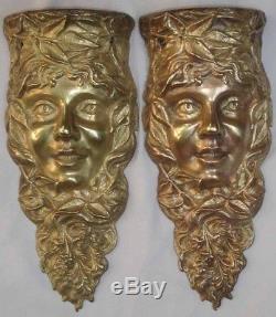 Larges Figures de Femme-Fleur souriante Bronze Ornemental Art Nouveau