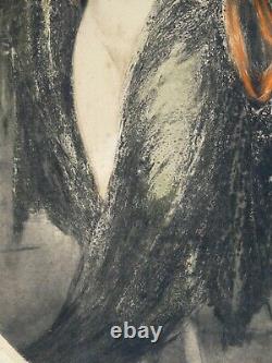 Lithographie Aquatinte Louis Icart Femme Elégante déshabillé Cigarette Smoking