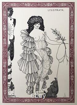 Lithographie Art Nouveau Erotica Aubrey Beardsley Femme Lysistrata Aristophane