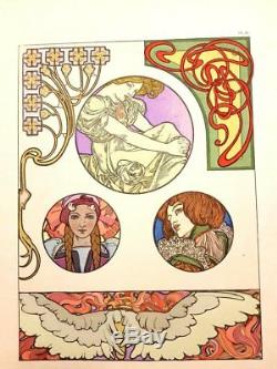 Lithographie Originale Femme Art Nouveau par Alphonse Mucha