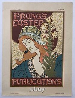 Lithographie Originiale Louis Rhead Prang's Easter Femme Art Nouveau Chaix 1897
