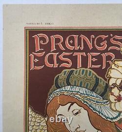 Lithographie Originiale Louis Rhead Prang's Easter Femme Art Nouveau Chaix 1897