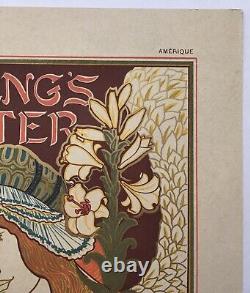 Lithographie Originiale Louis Rhead Prang's Easter Femme Art Nouveau Chaix 1897