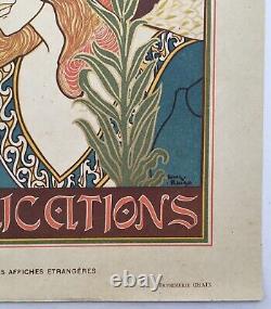 Lithographie Originiale Louis Rhead Prang's Easter Femme Art Nouveau Chaix 1897