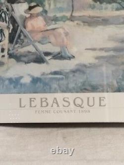 Lithographie Peinture Femme CousantSigné par le peintre Henri LeBasque
