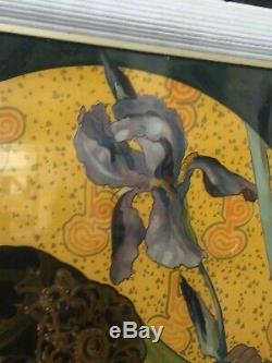 Lithographie de Mary GOLAY femme aux Iris 1900 art nouveau