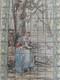 Louis Struys Dessin Aquarelle Vitrail Jeune Femme Riviere Arbre Art Nouveau An01