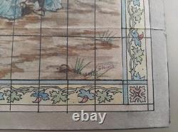 Louis Struys Dessin Aquarelle Vitrail Jeune Femme Riviere Arbre Art Nouveau An01